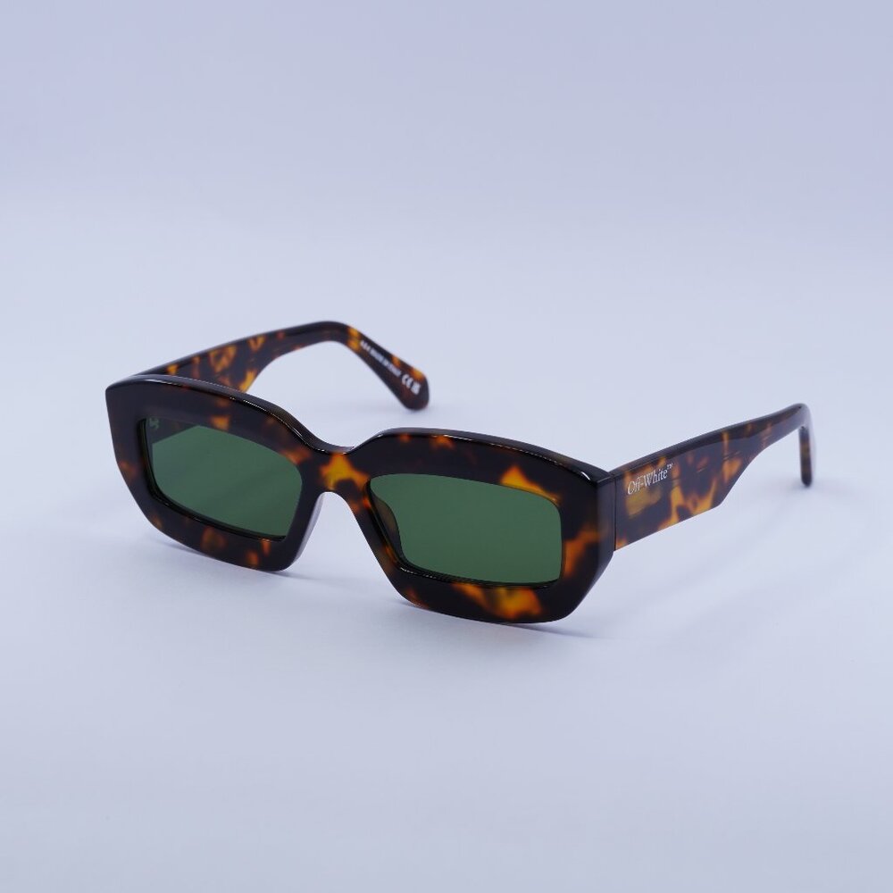 🕶️New Off-White OERI138 CHARLOTTE 6055 Sunglasses - Havana Frame, Green Lenses